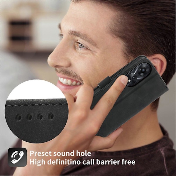 DIERFENG DF-03 læder telefoncover med linjeaftryk og stativpung til Oppo A78 5G Multicolor Style D