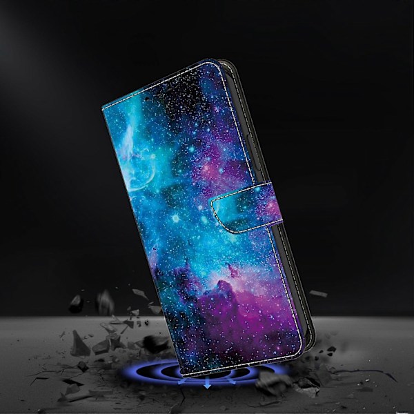 För iPhone 16 Pro Skal Mönstertryckt Skyddande Läder Flip Fodral - Panda Multicolor Starry Sky