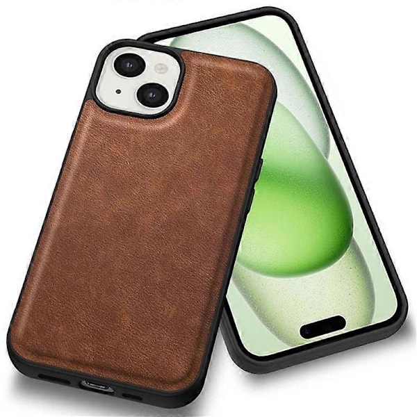 IPhone 15 Plus iskunkestävä suojakotelo PU-nahka+TPU+PC puhelinkuori Retro puhelinkotelo Multicolor Style D