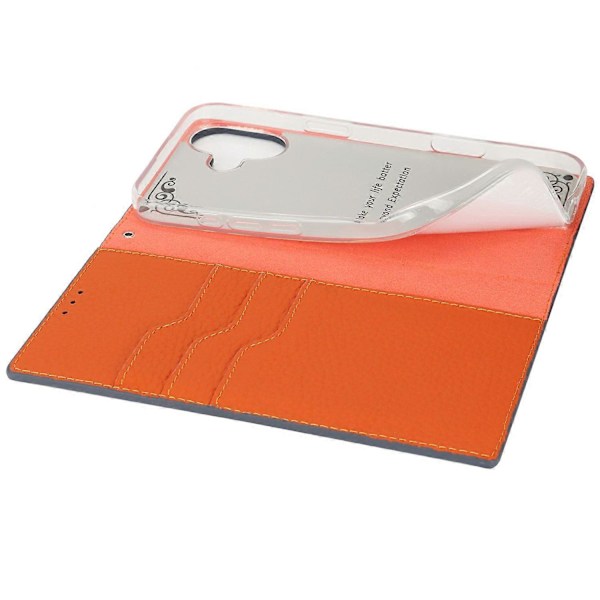 Læder Wallet Case til iPhone 16 Plus med Litchi Tekstur Multicolor Style B