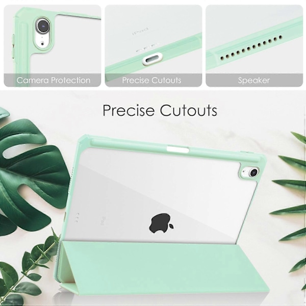 Klar taske i PU-læder med automatisk våge-/dvalefunktion og penholder til iPad Air 11 (2024) - Grøn Multicolor Mint Green