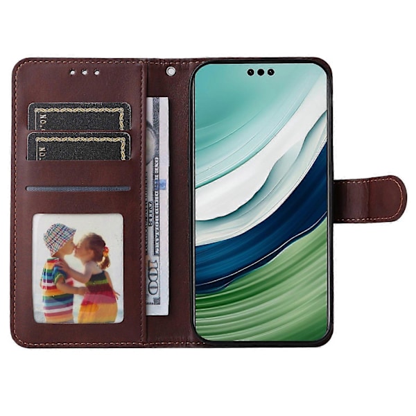 Til Huawei Mate 60 Etui Kalvetekstur Tegnebog Stativ PU Læder Slim-fit Telefoncover Multicolor Style B