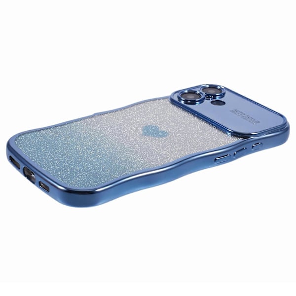 Skal för iPhone 16 Plus Kärlekshjärta Gradient Glitter TPU Telefonfodral Elektropläterad Krullig Ram Multicolor Style E