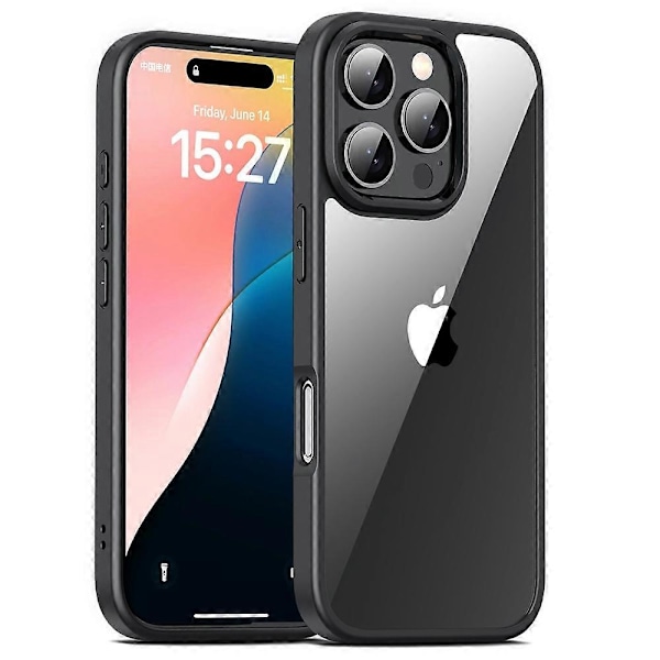 Stöttåligt Slimmat Hårt PC+Mjukt TPU Skal för iPhone 16 Pro Max - Grå Multicolor Black