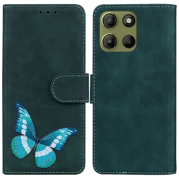 Til Motorola Moto G15 4G Stand Case PU Læder Telefon Cover Sommerfugl Trykt Multicolor Style D
