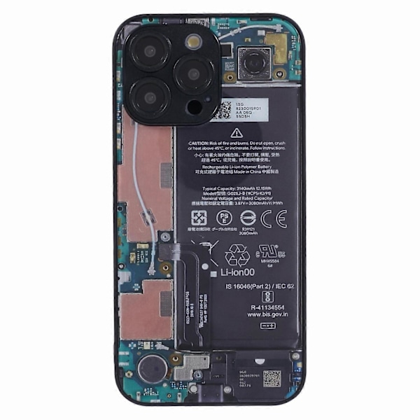 AL Series til iPhone 13 Pro Cover Præcise Udskæringer TPU+Akryl+Glas Multicolor Long Battery Circuit Board