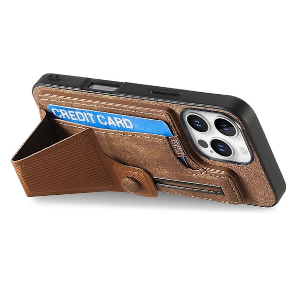 iPhone 16 Pro -kotelo, retro nahkainen takakansi, korttipaikka, sivutuki - Vihreä Multicolor Brown