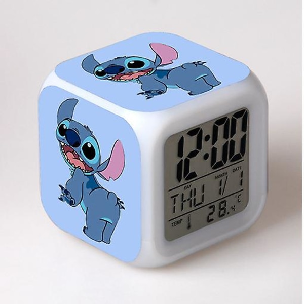 Stitch Väckarklocka Stitch Barnpresent Färgbyte Fyrkantig väckarklocka Julklapp Flera typer style 30