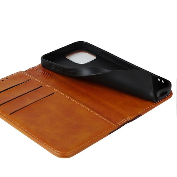 iPhone 15 Plus PU-nahkainen puhelinkotelo, kaksivärinen liitos, naarmuuntumaton, jalustallinen lompakkokotelo Multicolor Style B