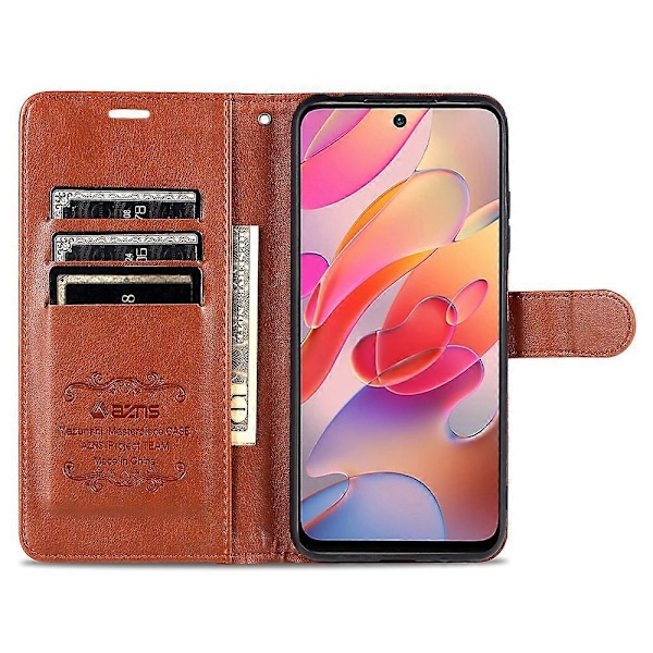 AZNS PU-nahkainen puhelinlompakkokotelo jalustalla Xiaomi Redmi Note 10 5G/Poco M3 Pro 4G/5G -puhelimille