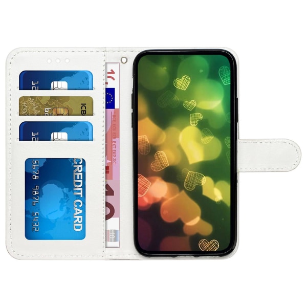 För Iphone 15 Plus Pu Läder Case Mönster Skrivbord Cover Cat