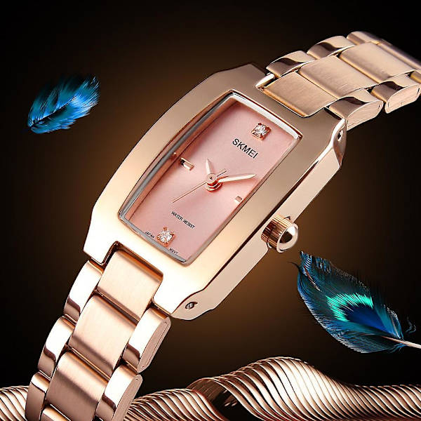SKMEI Kvinnor Quartz Watch Armband i rostfritt stål Diamanturtavla Damarmband Eleganta damklockor silver