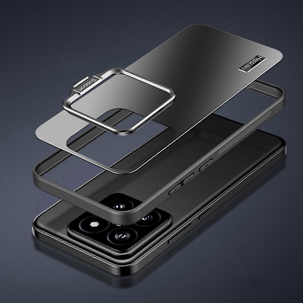 Xiaomi 14 -puhelimen suojakuori TPU+PC liukuestopinnoitteella, kameran linssisuojalla ja jalustalla Multicolor Silver