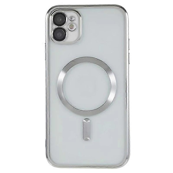 Magnetiskt skal för iPhone 12 6,1 tum WANLONFENG Fullständigt skydd Elektropläterat TPU-skal med härdat glas Multicolor Silver