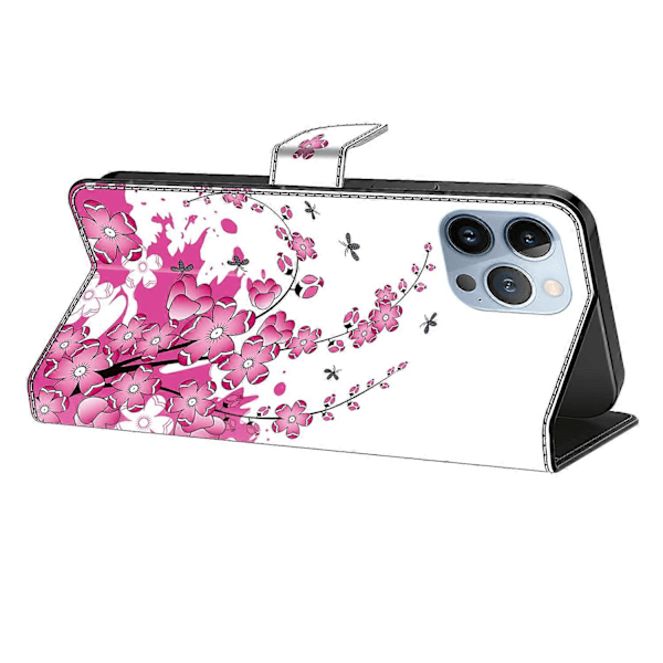 PU-lommebokdeksel med flip-funksjon og stativ for iPhone 16 Pro Max Multicolor Style K