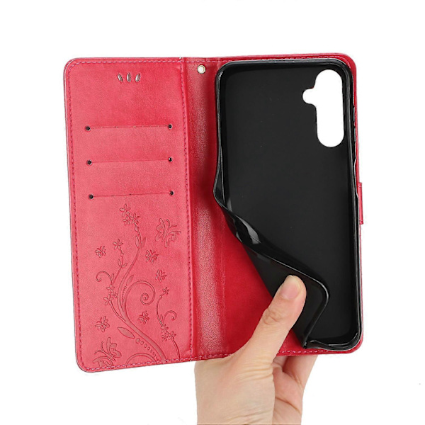 För Samsung Galaxy S24 FE Fodral PU Läder Plånboksfodral med Rem - Grå Multicolor Red