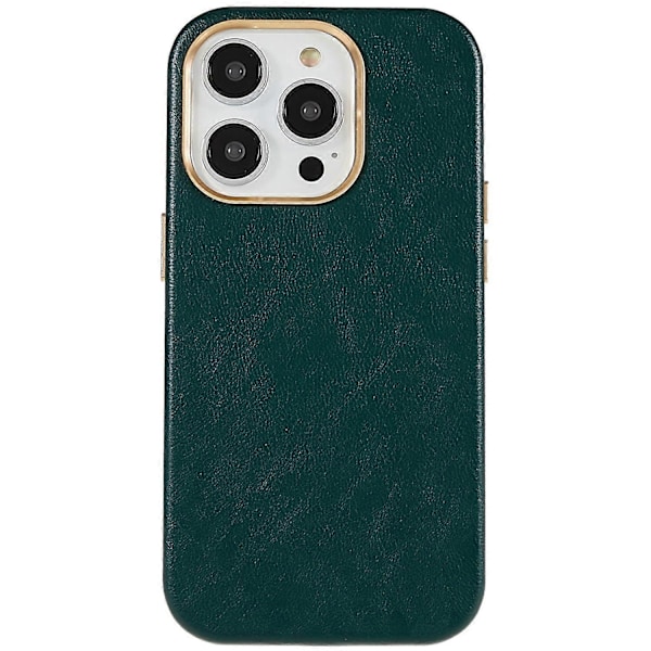 För iPhone 14 Pro Max Business Mobilskal PU Läder+PC Mobilskal med Metall Linsring Ram Multicolor Style C