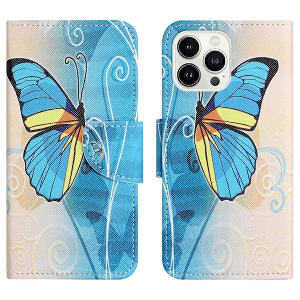 Til iPhone 15 Pro Max Mobiltelefon Etui Mønsterprint Læder Wallet Stand Telefon Cover Multicolor Style H
