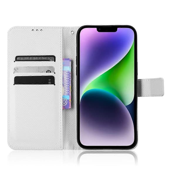 Til iPhone 15 Plus Case Stand Diamant Tekstur Anti-Ridse Telefon Cover Læder Shell Multicolor Style E