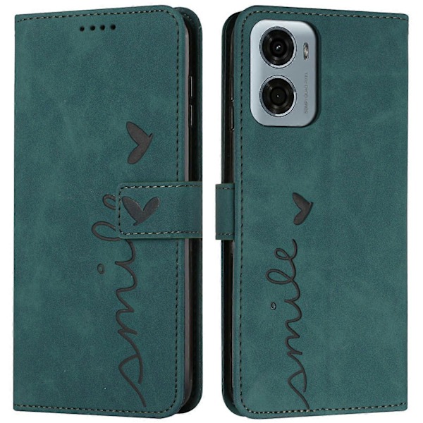 Til Motorola Moto G05 4G Etui Visningsstativ PU Læder Telefon Cover Præget Mønster Multicolor Green
