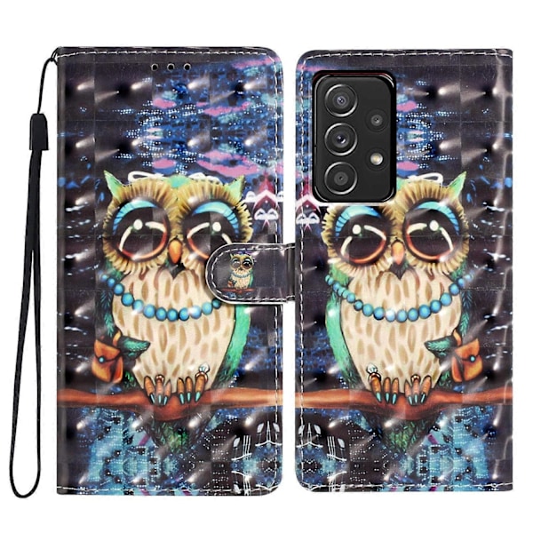 För Samsung Galaxy A53 5G Fodral Ställfunktion PU Läder 3D Mönstertryck Telefonskal Multicolor Style F