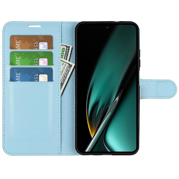 Phone case för Oppo K11 5g plånbok Litchi Texture Shell anti-scratch Stativ Pu Läder Cover Blue