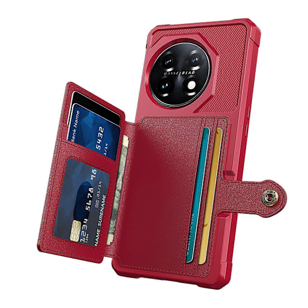 ZM03 Stødsikkert etui til OnePlus 11 5G PU læderbelagt TPU telefoncover med kortholder og støttefod Multicolor Style C
