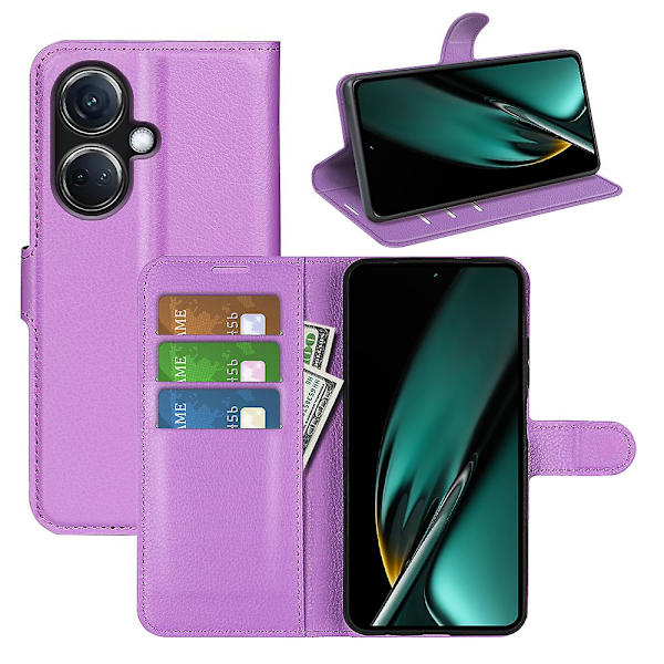 Phone case för Oppo K11 5g plånbok Litchi Texture Shell anti-scratch Stativ Pu Läder Cover Purple