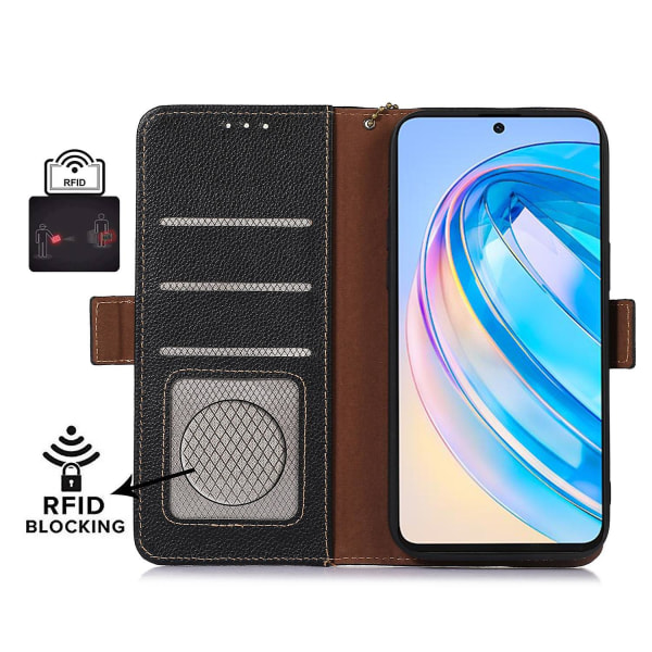 För Huawei Nova Y91 4g/enjoy 60x Phone case Rfid Blocking Läder Litchi Texture Stand Cover Black