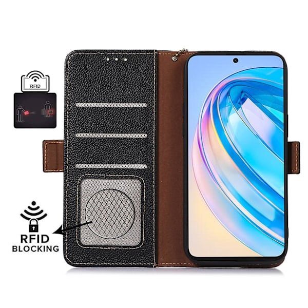 För Huawei Nova Y91 4g/enjoy 60x Phone case Rfid Blocking Läder Litchi Texture Stand Cover Black