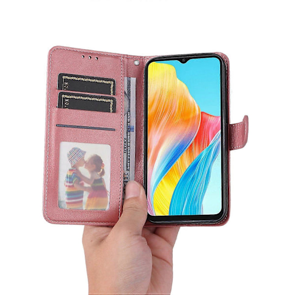 Til Oppo A38 4G Etui Wallet Telefon Stand Shell PU Læder Cover med Kalvetekstur Multicolor Style D