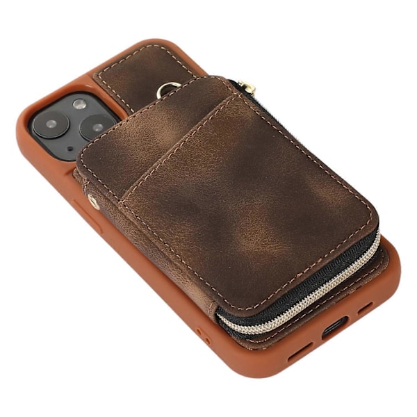 iPhone 13 Vetoketjullinen Lompakkokotelo Jalustalla PU-nahka+TPU Suojakuori Multicolor Style D