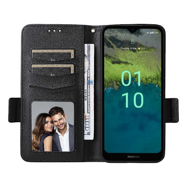 Anti-ridse telefoncover til Nokia C110 Litchi Tekstur PU Læder Wallet Stand Cover Multicolor Style B
