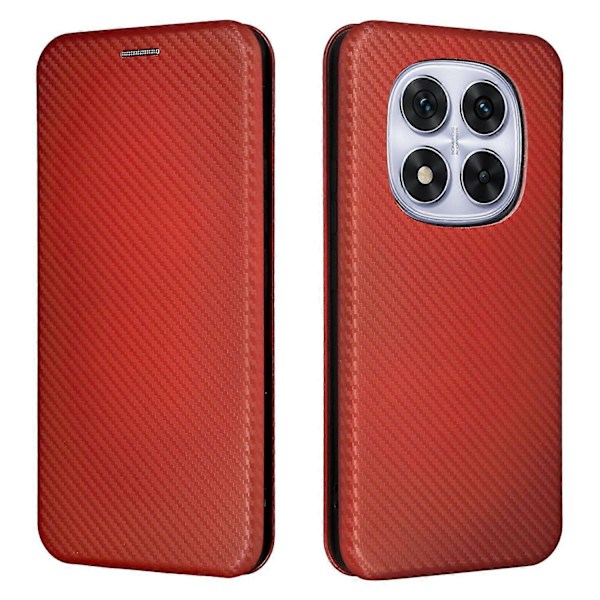 Skal för Xiaomi Redmi Note 14 Pro 4G Fodral Kolfibertextur Fallsäkert PU Läder Telefonskydd Multicolor Brown