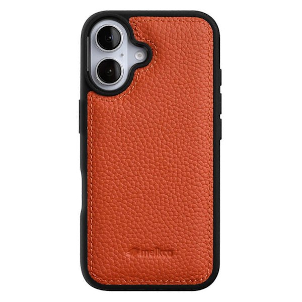 MELKCO iPhone 16 Plus -kotelo aitoa lehmännahkaa, PC-puhelinkuori - Vihreä Multicolor Orange