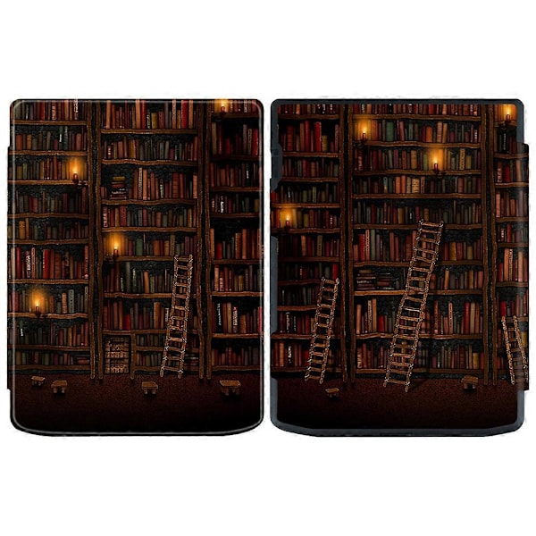 Til PocketBook InkPad Color 2/3 PB743 E-Reader Etui Mønstertryk PU Læder Flip Cover Multicolor Library