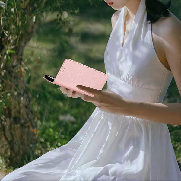 iPhone 15 Plus PU-nahka+TPU Lompakkokotelo Jalustalla ja Hihnalla, Silkkikuvio Multicolor Style A