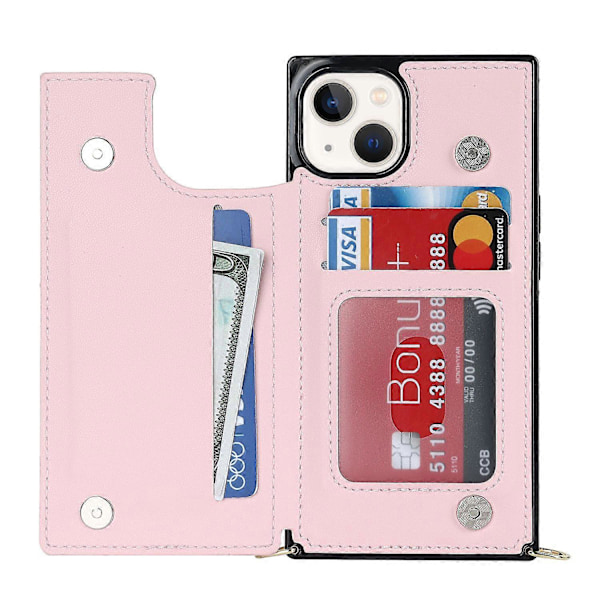 RFID-suojattu lompakkokotelo iPhone 15:lle TPU+PU-jalustalla ja olkahihnalla Multicolor Style A