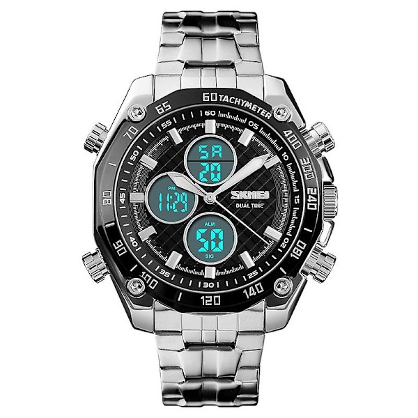 Skmei 1302 Mode Män Fritid Watch Silver Black