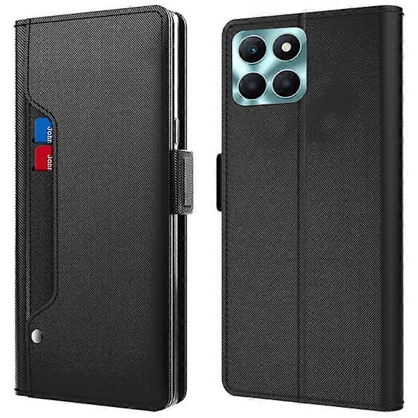 För Honor X6a 4G Telefonfodral Kortplats och Spegel PU Läderfodral Anti-Repor Ställ Skal Multicolor Style A