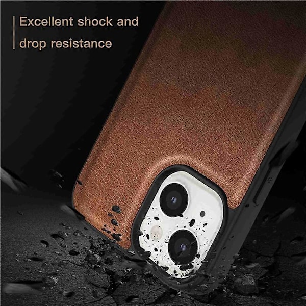 IPhone 15 Plus iskunkestävä suojakotelo PU-nahka+TPU+PC puhelinkuori Retro puhelinkotelo Multicolor Style D