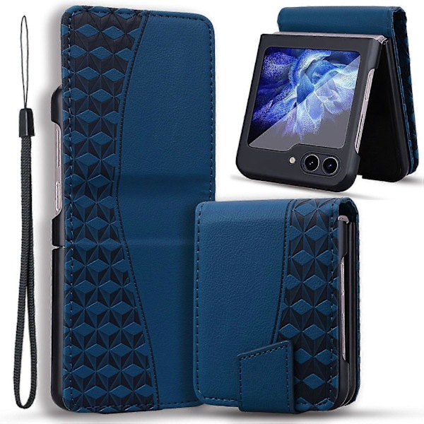 Til Samsung Galaxy Z Flip5 5G Etui Præget PU Læder+PC Telefon Cover Multicolor Style A