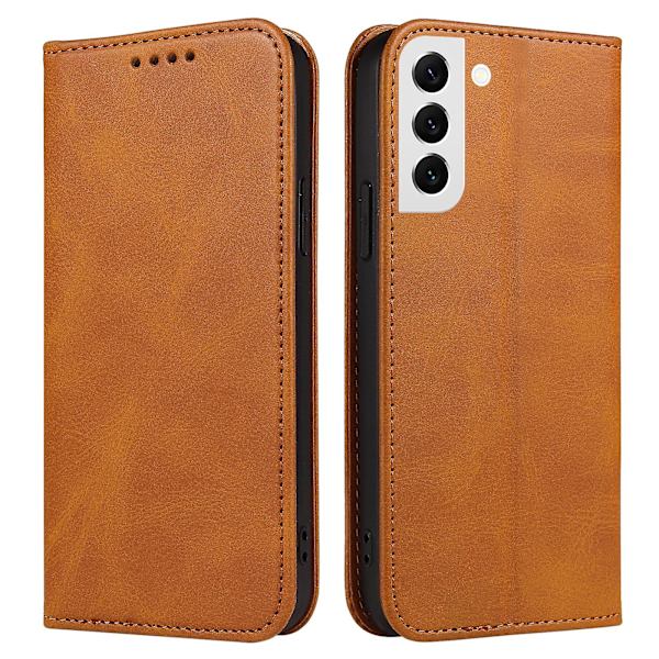 Fallsäkert phone case för Samsung Galaxy S21 Fe 5g , Pu läder plånboksställ Business Style Cover Khaki