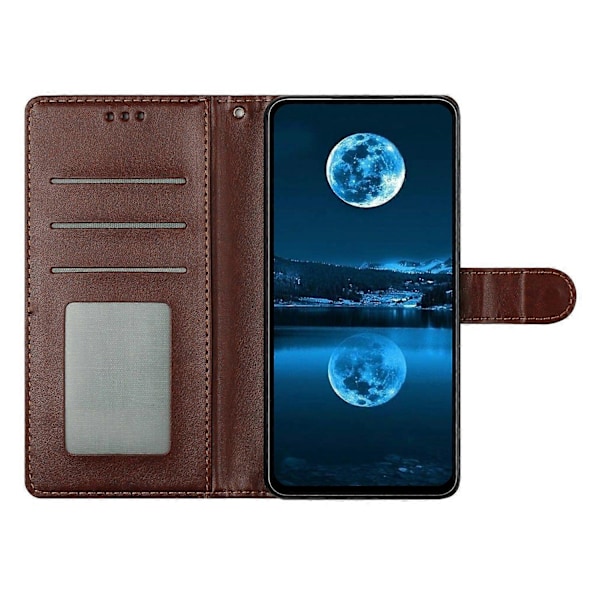 Læder telefoncover med pung, stativ og praktisk rem til iPhone 14 - Grøn Multicolor Brown