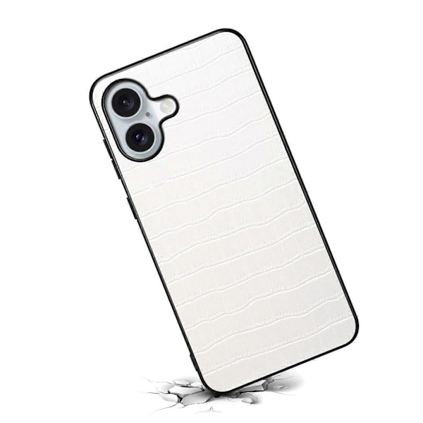 För iPhone 16 Skal Krokodiltextur Läderbelagd PC+TPU Telefonskal Multicolor Style E
