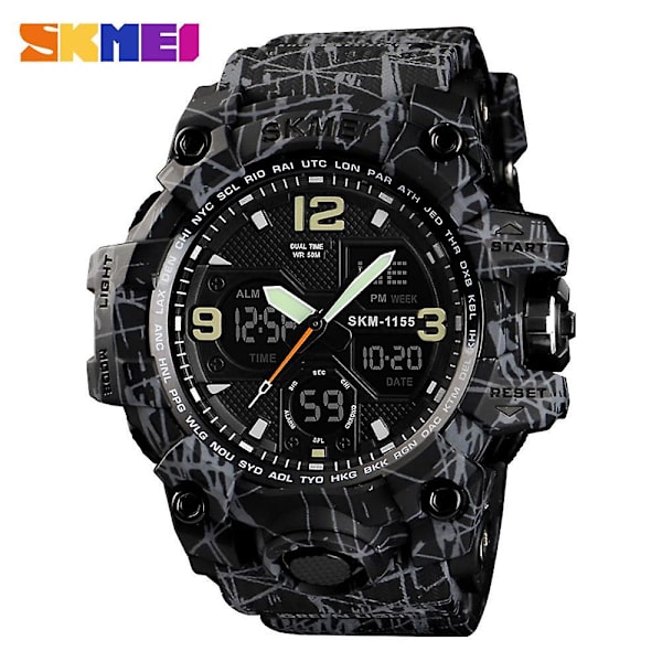 SKMEI 1155B Quartz Digitalt Elektronisk Herreur Mode Afslappet Udendørs army green
