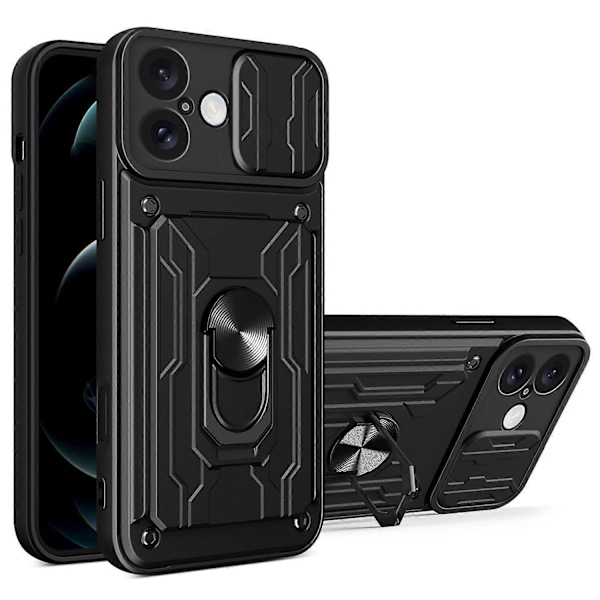 PC+TPU-etui med støttefod og kameraskydedæksel til iPhone 16 Plus Multicolor Style A