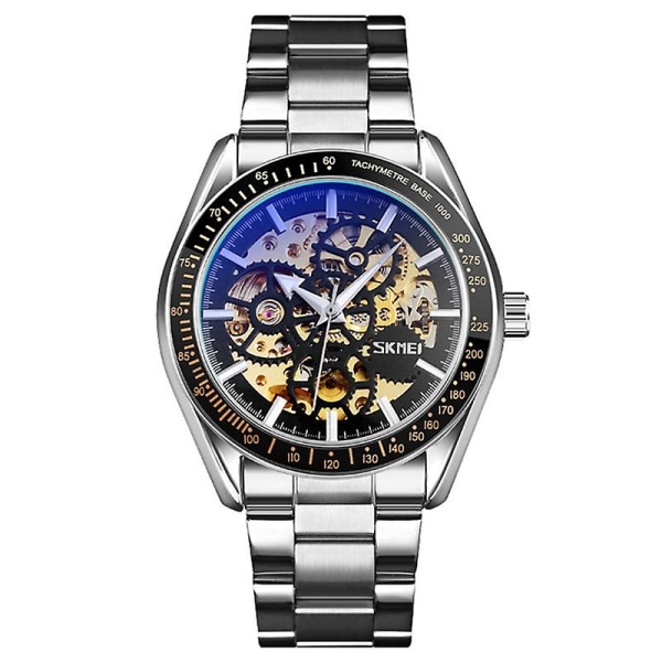 Skmei 9194 Män Automatisk Sketon Mekanisk Watch Silver Blå Silver blue