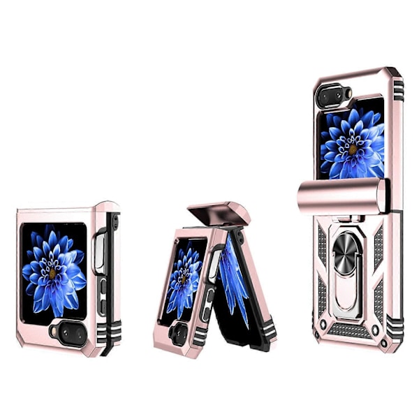 Skal för Samsung Galaxy Z Flip5 5G PC+TPU Anti-fall Ring Kickstand Multicolor Style F