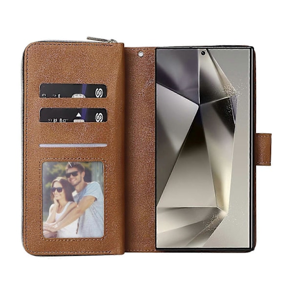 Til Samsung Galaxy S25 Ultra Etui Lynlåslomme PU Læder Telefon Cover med Håndrem Multicolor Style D